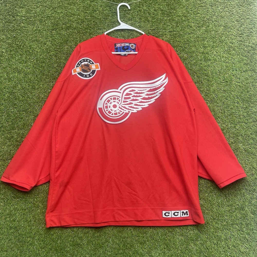 Vintage Detroit Red Wings CCM Jersey Mens XL Made In Canada Blank Center Ice